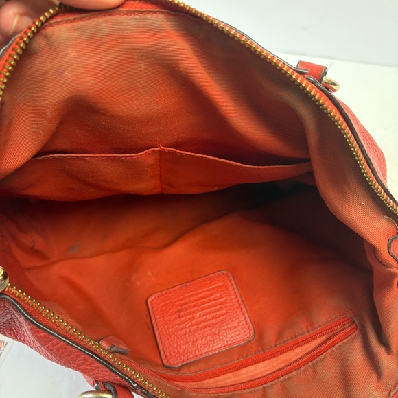 Coach Kelsey Red Pebbled Leather Shoulder Bag Satchel Purse Crossbody - Picture 15 of 16